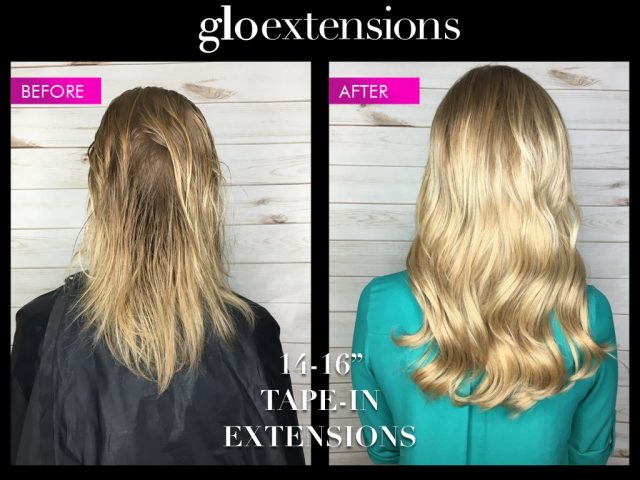 Before and After Tape In Hair Extensions- Glo Extensions Denver