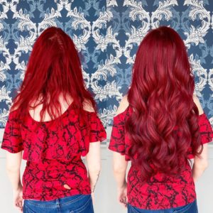 21 in hairtalk tape in vivid red extensions denver co