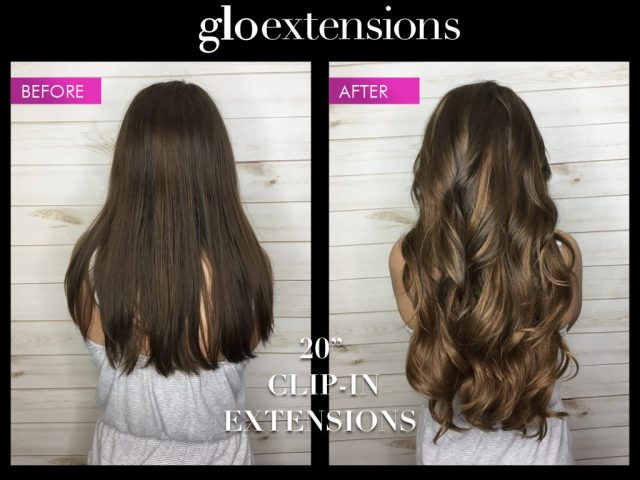 Before and After 20" Clip In Hair Extensions - Glo Extensions Denver