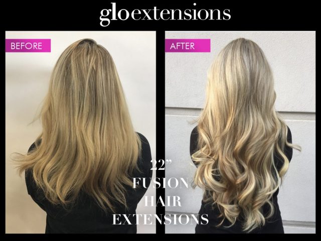 Before and After 22" Fusion Hair Extensions - Glo Extensions Denver