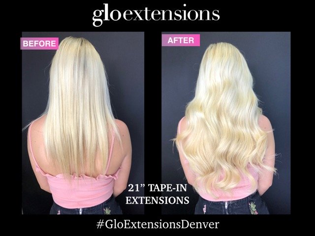21 inch HairTalk tape in hair extensions glo extensions denver