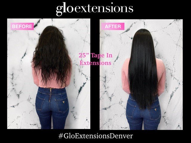 25 inch HairTalk tape in hair extensions glo extensions denver