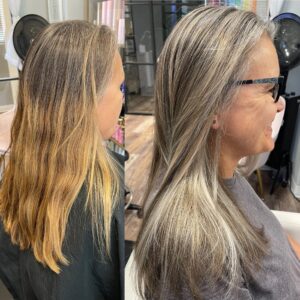 salt and pepper grey hair transitions by heather glo salon