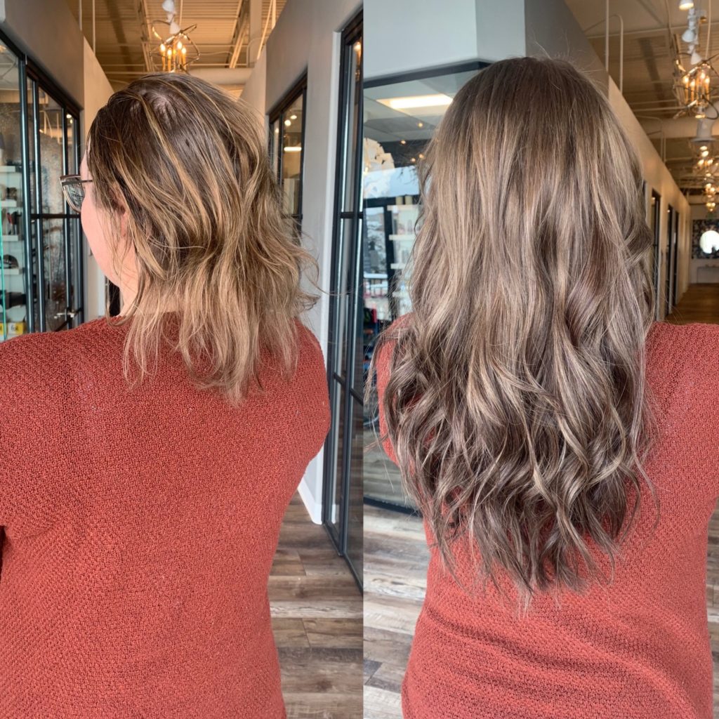 hair topper and tape in extensions by Heather at Glo Denver