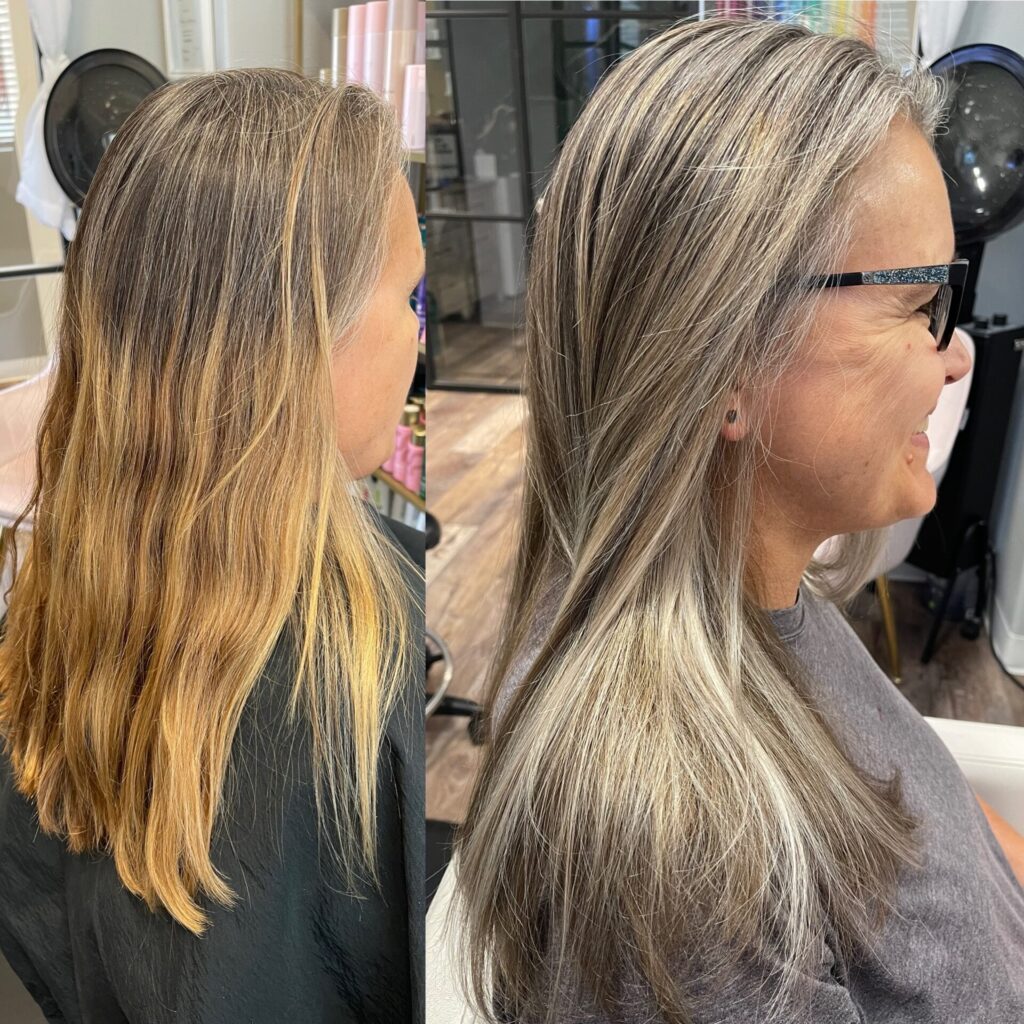Grey Hair Transitioning salt and pepper grey hair transitions by heather glo salon