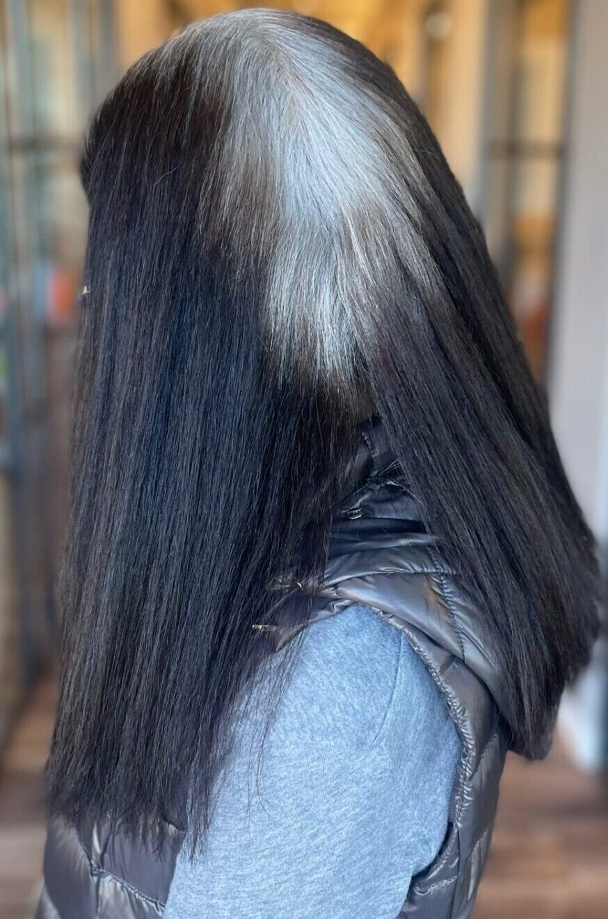 grey hair transformation with hair extensions step 2 grey hair transformation with hair extensions step 2