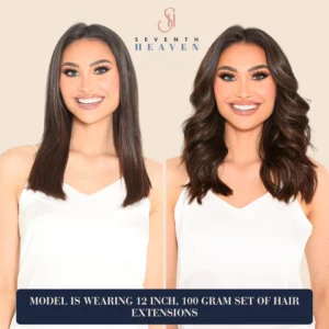 Decadent Chocolate Brown Hair Extensions Before After Front View Morgan Romano Seventh Heaven