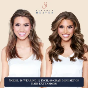 Seventh heaven Hair Extensions Before and After Golden Chocolate Brown Front