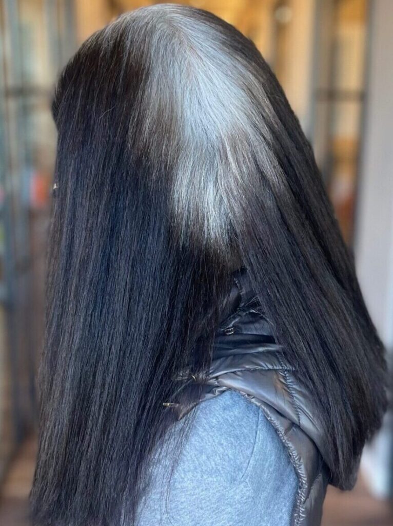 Why I Don’t Do Quick Silver Transitions grey hair transformation with hair extensions step 2 e1770935760508