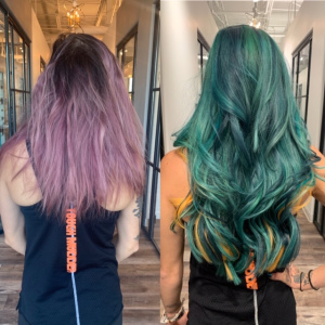 green hair color-glo-extensions-denver